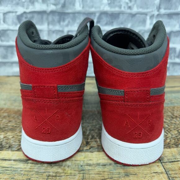 Nike Air Jordan 1 Mid Retro BG Camo River Rock Black Red 822858-032 Youth 7Y - Picture 7 of 11